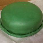 Green fondant colored cake