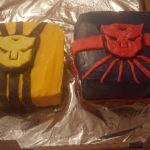 Bumbleebee and Optimus Prime cakes side by side